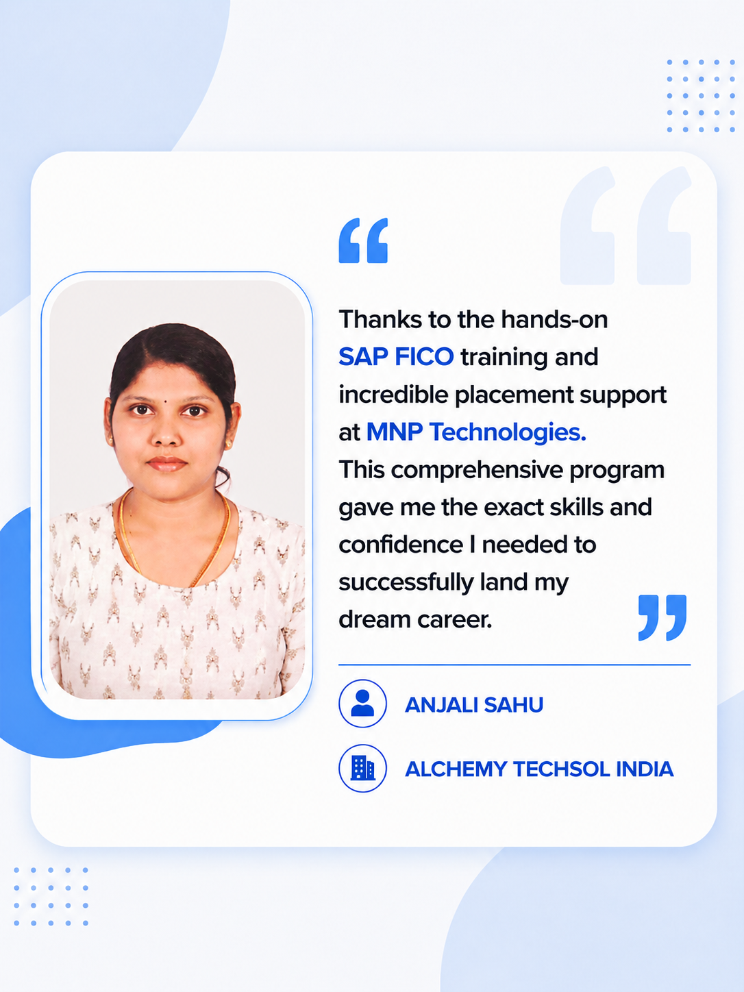 Anjali Placement Success