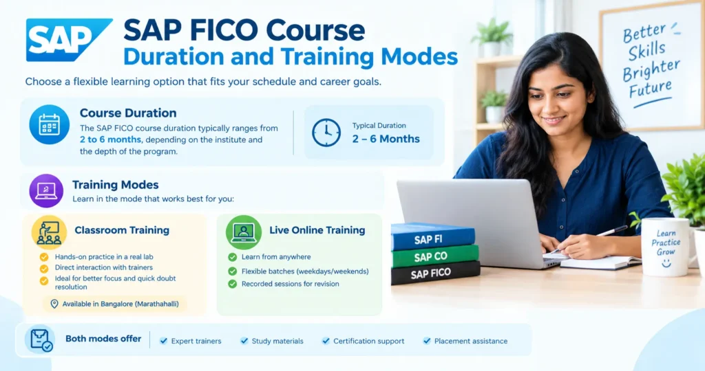 SAP FICO online training in Bangalore and classroom training in Marathahalli with flexible weekday and weekend batches